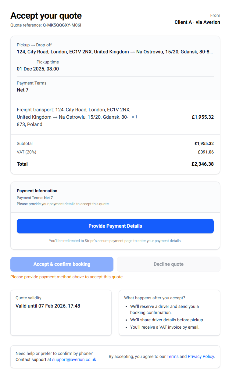 Quote acceptance - Step 5